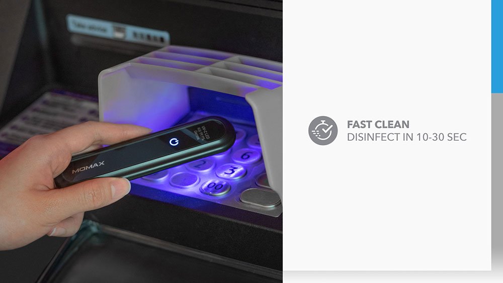 MOMAX UV-C Pen UV-C LED Sanitizer Fast Clean Disinfect In 10-30 Sec